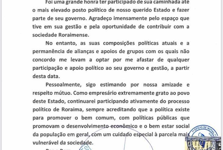 Um dos maiores apoiadores de Denarium, Parima, deixa governo