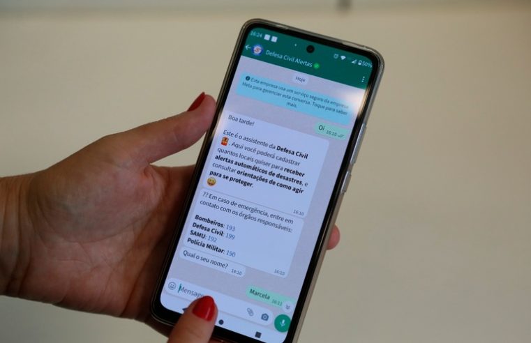 Defesa Civil enviará alertas de desastres naturais pelo WhatsApp