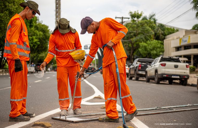 Faixas de trânsito são revitalizadas em Boa Vista