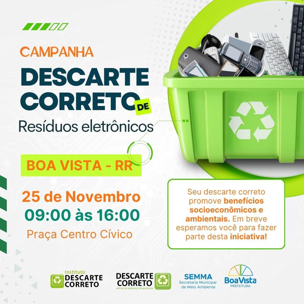 Educação ambiental – Campanha Descarte Correto de Resíduos Eletrônicos acontecerá neste no sábado (25), na Praça do Centro Cívico