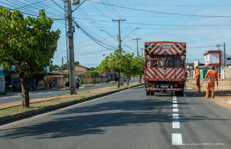 Ruas e avenidas de Boa Vista recebem revitaliação da sinalização horizontal